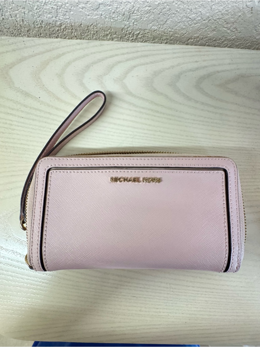 Michael Kors Pale Pink Saffiano Wristlet Clutch